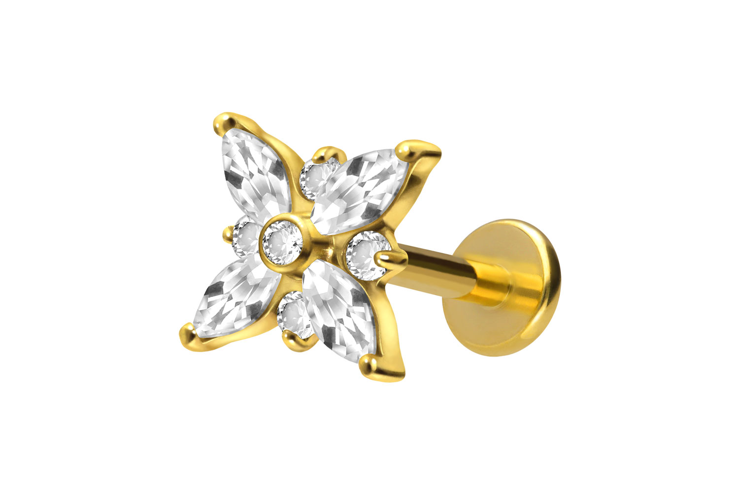 Titan Labret Piercing mit Innengewinde KRISTALLSTERN